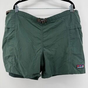 Patagonia Baggies Shorts Mens XL Green Nylon Mesh Liner Belted Cargo 5 Inch